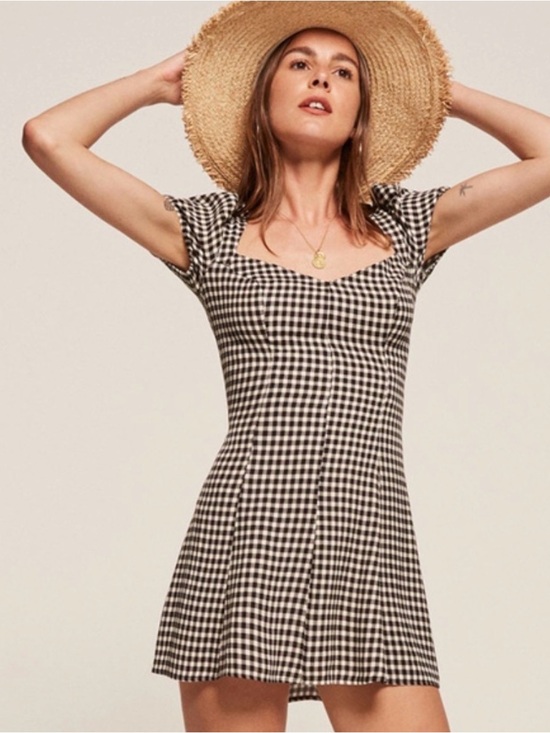 Reformation Dresses & Skirts - Reformation Lucinda Gingham Mini Dress Black White 4
